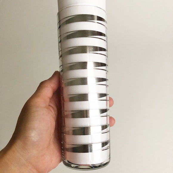 VTG Set 7 Libbey "Element" Tom Collins Ice Tea Glasses Diagonal Silver Stripes - Picture 5 of 12